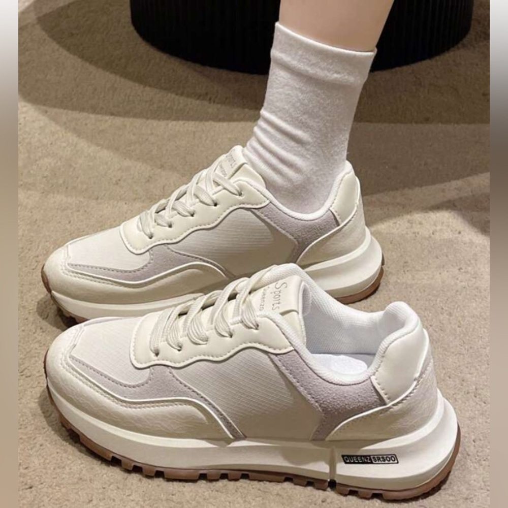SHEIN Cream and Brown Chunky Sneakers